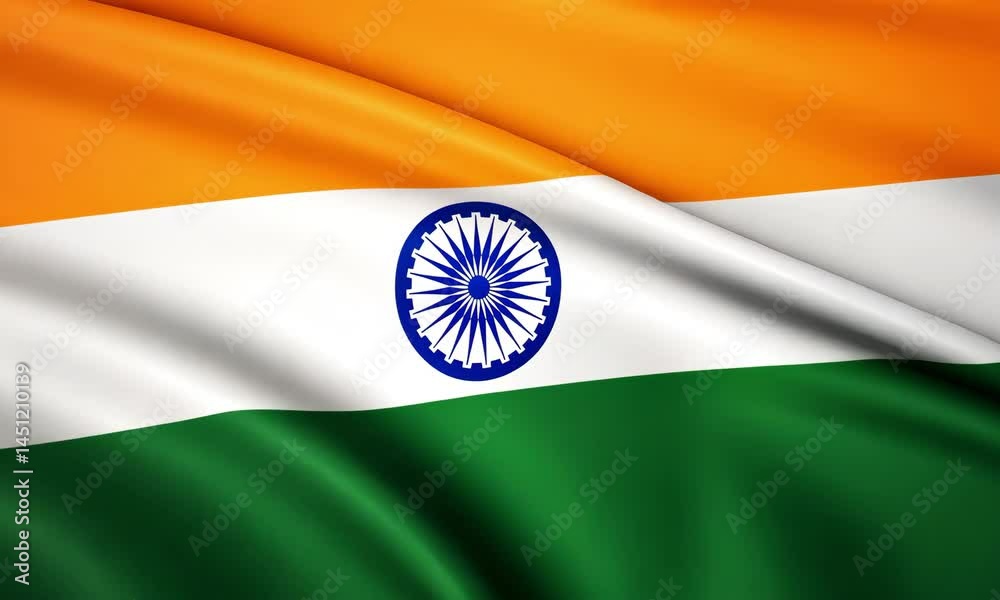 Vibrant Indian Flag Waving in the Breeze with Rich Textures and Colors