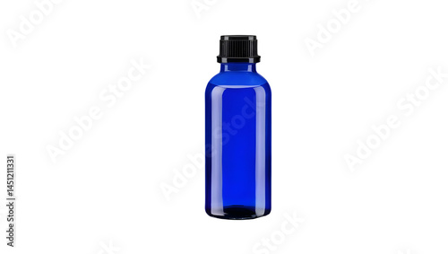 Blue Glass Bottle with Black Cap Ideal for Beverage Packaging