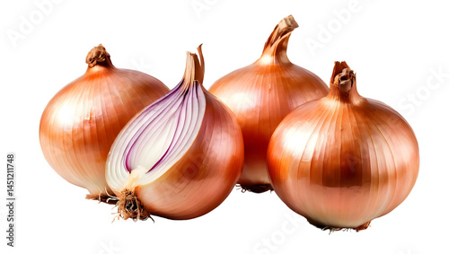 Wallpaper Mural Fresh brown onions with slice showcasing juicy inner texture Torontodigital.ca