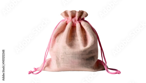 Pink Drawstring Bag Made of Fabric for Various Uses and Purposes