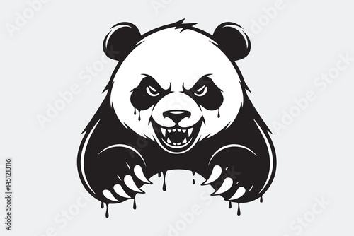 angry panda silhouette vector