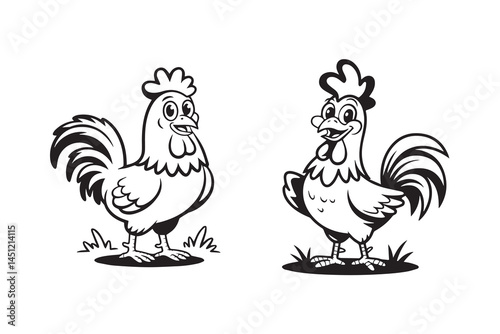 cute chicken silhouette vector