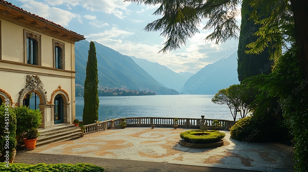 Fototapeta premium Lake Como Villa: Breathtaking Italian Lakeside Estate