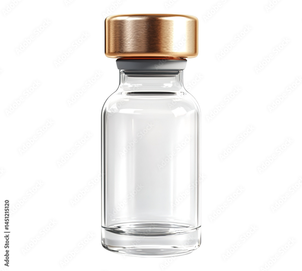 A clear bottle with a gold top A clear bottle with a gold top