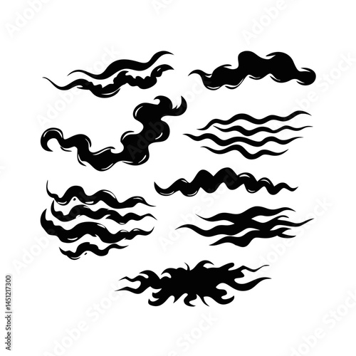 Dark And Moody Abstract Vector Graphic Featuring Clouds And Wave Like Shapes