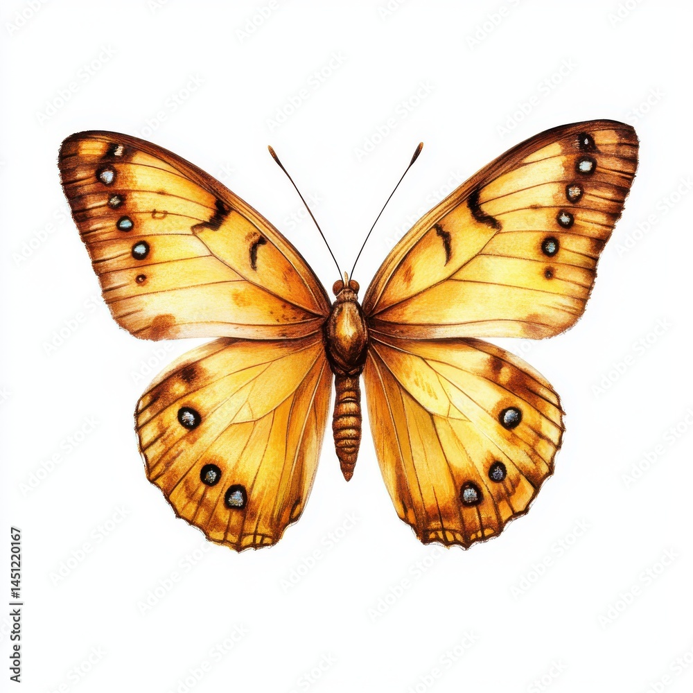 Fototapeta premium Detailed illustration of golden butterfly