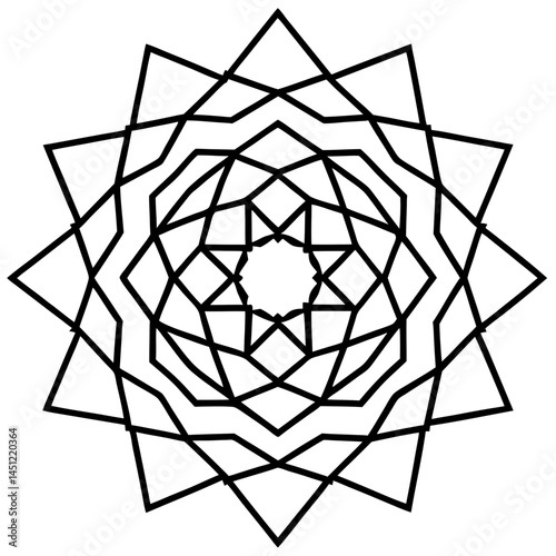 Geometric Mandala Vector with Nested Polygons on White