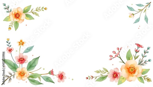 Soft Pastel Floral Border – Watercolor Stationery Template