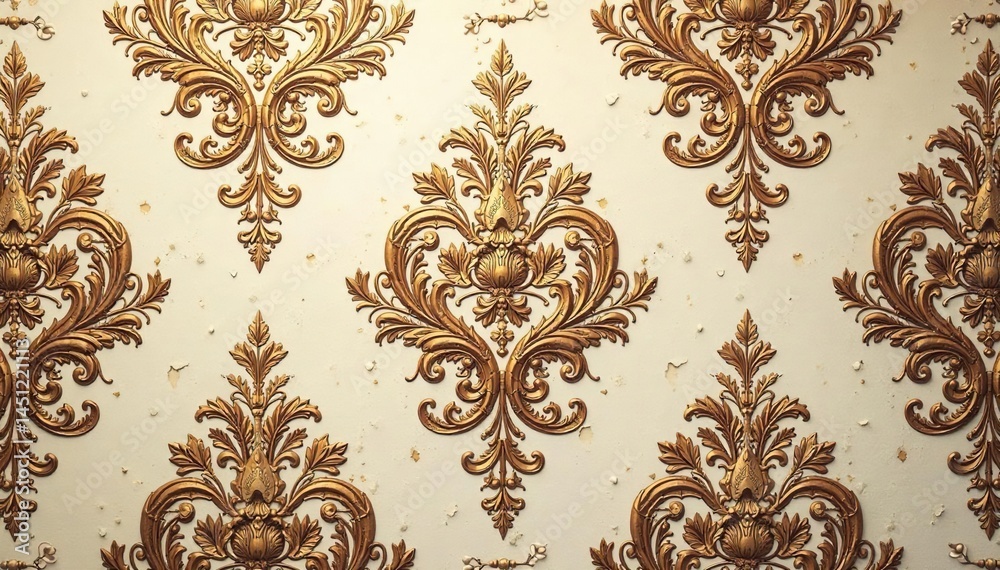 Intricate floral damask textile pattern in beige and brown , design, pattern, ornate Intricate floral damask textile pattern in beige and brown , design, pattern, ornate