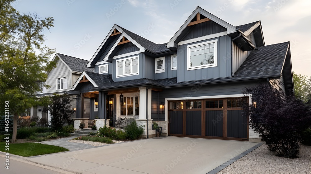 A modern home with two-car garage and landscaped front yard exuding ultimate contemporary curb appeal A modern home with two-car garage and landscaped front yard exuding ultimate contemporary curb appeal
