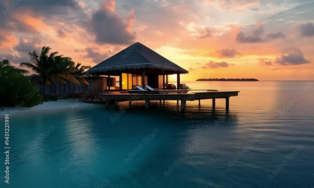 Exclusive Overwater Bungalow with Private Pool in a Breathtaking Tropical Lagoon at Sunset – The Ultimate Romantic Getaway or Tranquil Retreat Exclusive Overwater Bungalow with Private Pool in a Breathtaking Tropical Lagoon at Sunset – The Ultimate Romantic Getaway or Tranquil Retreat