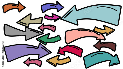 Symbol of some colorful arrows. Cartoon arrow vector,arrow illustration,