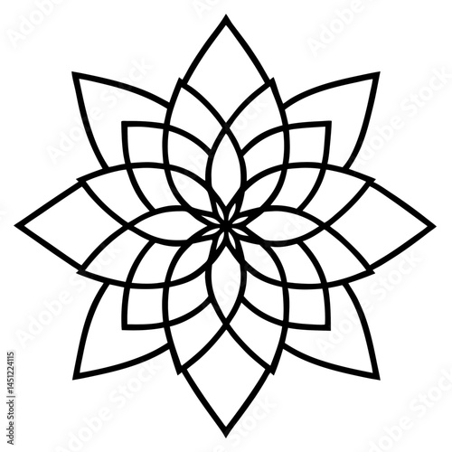 Minimal Geometric Lotus Mandala Vector on White
