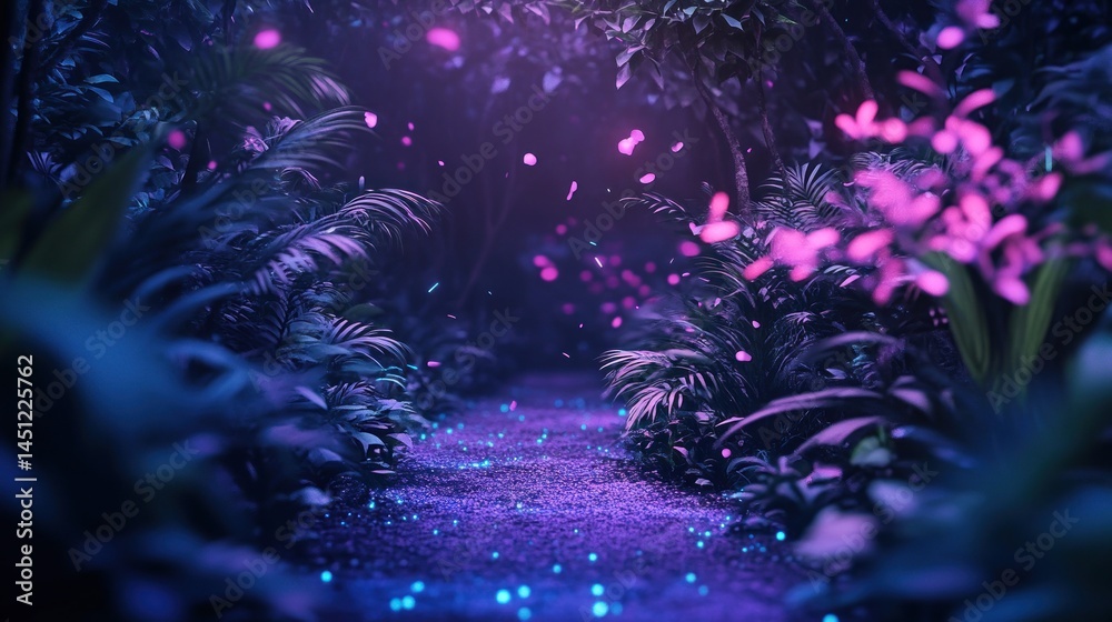 Fototapeta premium Magical Neon Jungle Path