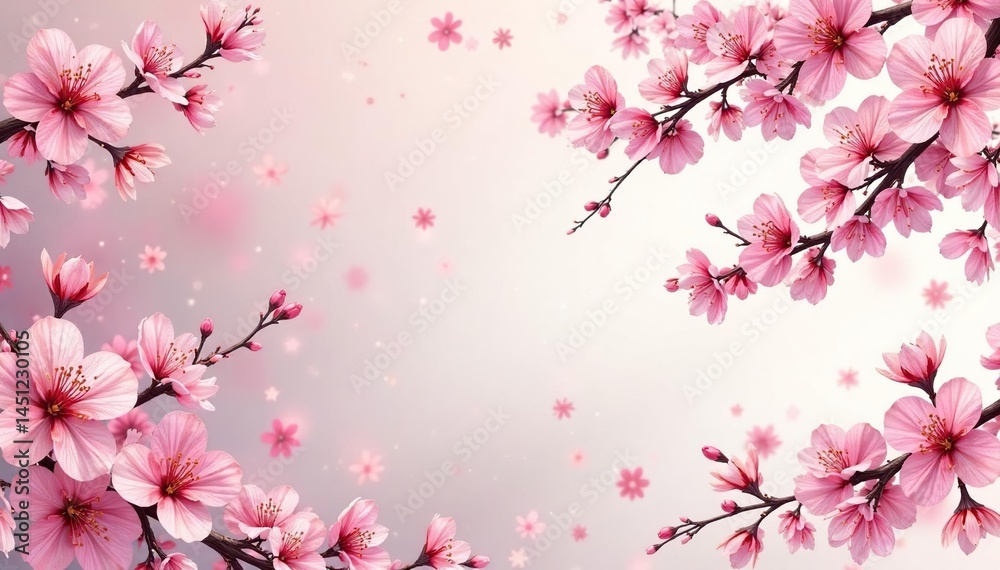 Fototapeta premium Intricate repeating sakura motif, stylized blossoms, light background , floral, pink, japanese pattern