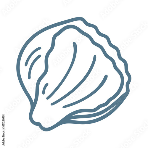 Simple Seashell Icon - Minimalist Blue Outline