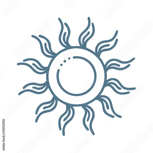 Minimalist Sun Icon Blue Outline Vector