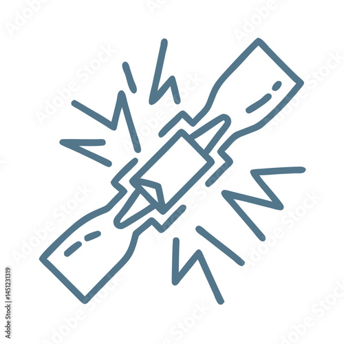Broken Cable Line Art Icon, Minimalist Style