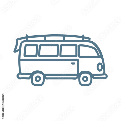 Hand-Drawn Style Camper Van Illustration