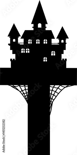 Halloween castle silhouette uppercase font T