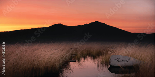 Sunset Gradient Landscape eps background