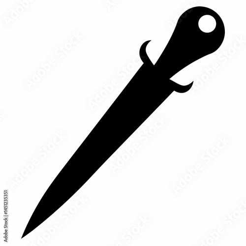 Letter Opener Silhouette Vector: Minimalist Blade Icon for Office and Vintage Design Projects