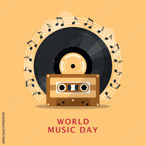 World Music Day Poster. Vintage audio