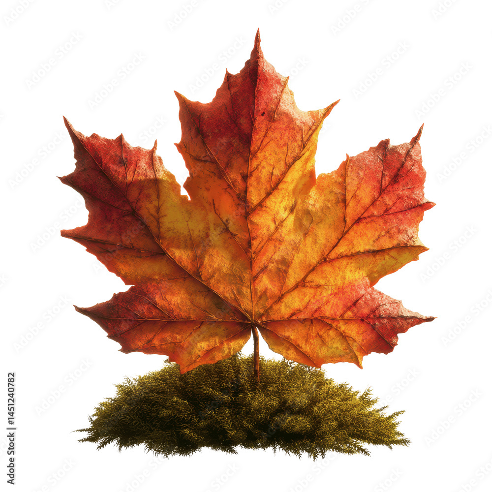 Fototapeta premium Single Autumn Maple Leaf on Moss