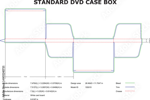 Standard Dvd Case Box Layout With Dimensions And Bleed Trim And Crease Lines