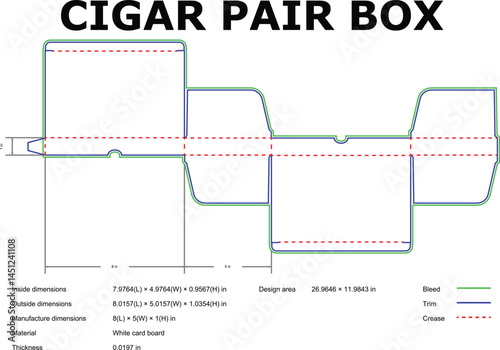 Cigar Pair Box Die Cut Template Packaging Design Blueprint Vector Illustration