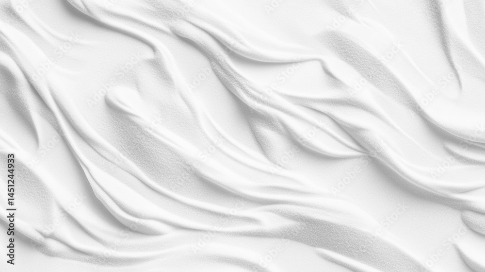 the image features a textured surface in varying shades of white. wavelike patterns undulate across the surface creating highlights and shadows the image features a textured surface in varying shades of white. wavelike patterns undulate across the surface creating highlights and shadows
