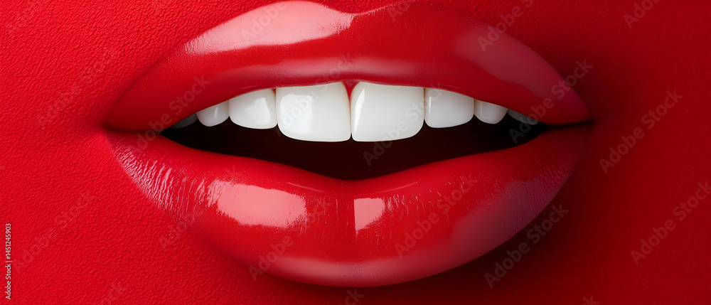 Obraz premium Close Up Red Lips Smile