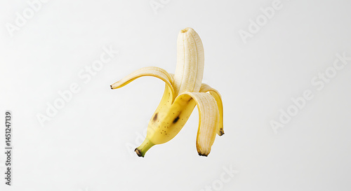 peeled banana on a white background