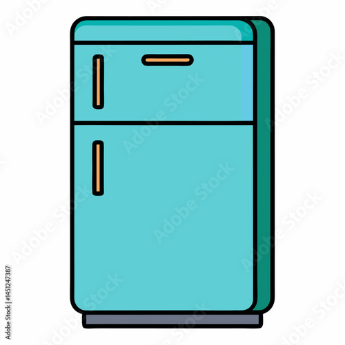 Bright Refrigerator Icon on White Background – Flat Design Home Appliance