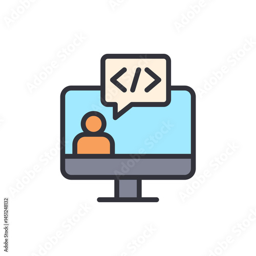 Dev conference colored icons, minimalist vector illustration ,simple transparent graphic element .Isolated on white background