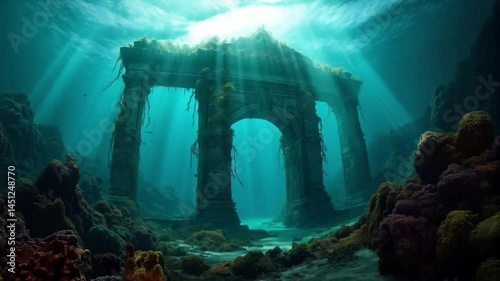 Ancient ruins lay hidden beneath the ocean, revealing secrets of a long-lost civilization to explorers.