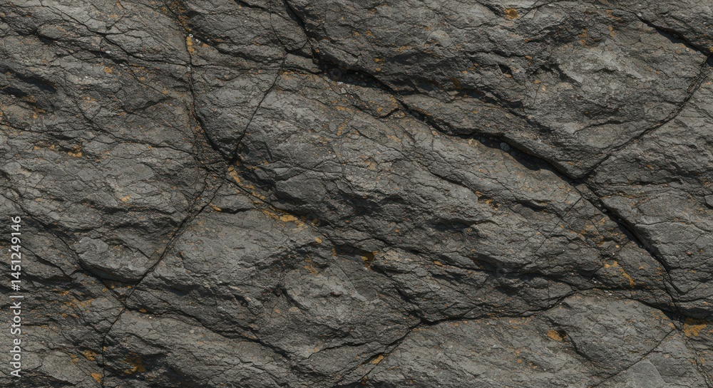 Textured Gray Rock Surface with Golden Hues and Deep Cracks Textured Gray Rock Surface with Golden Hues and Deep Cracks