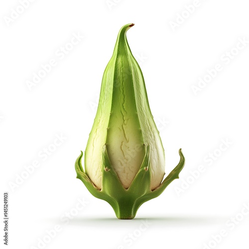 Young okra on white background