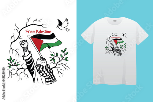 Free gaza free palestine typography t-shirt design print ready template.