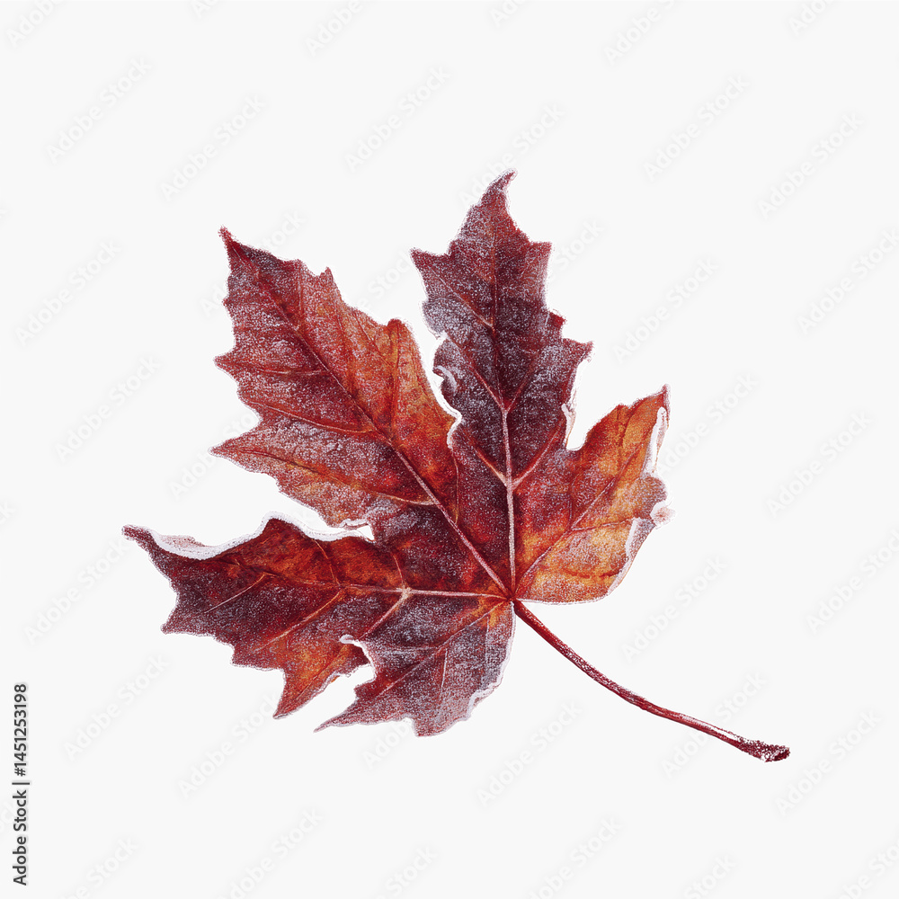 Fototapeta premium Frosted Autumn Maple Leaf - Winter's First Kiss
