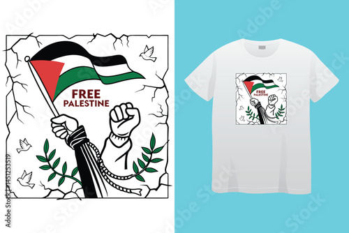 Palestine design vector, Save Palestine illustration for banner, t-shirt, poster, sticker, badges, social media design. Hand-Drawn Lettering Phrase, Calligraphy Graphic Typography.