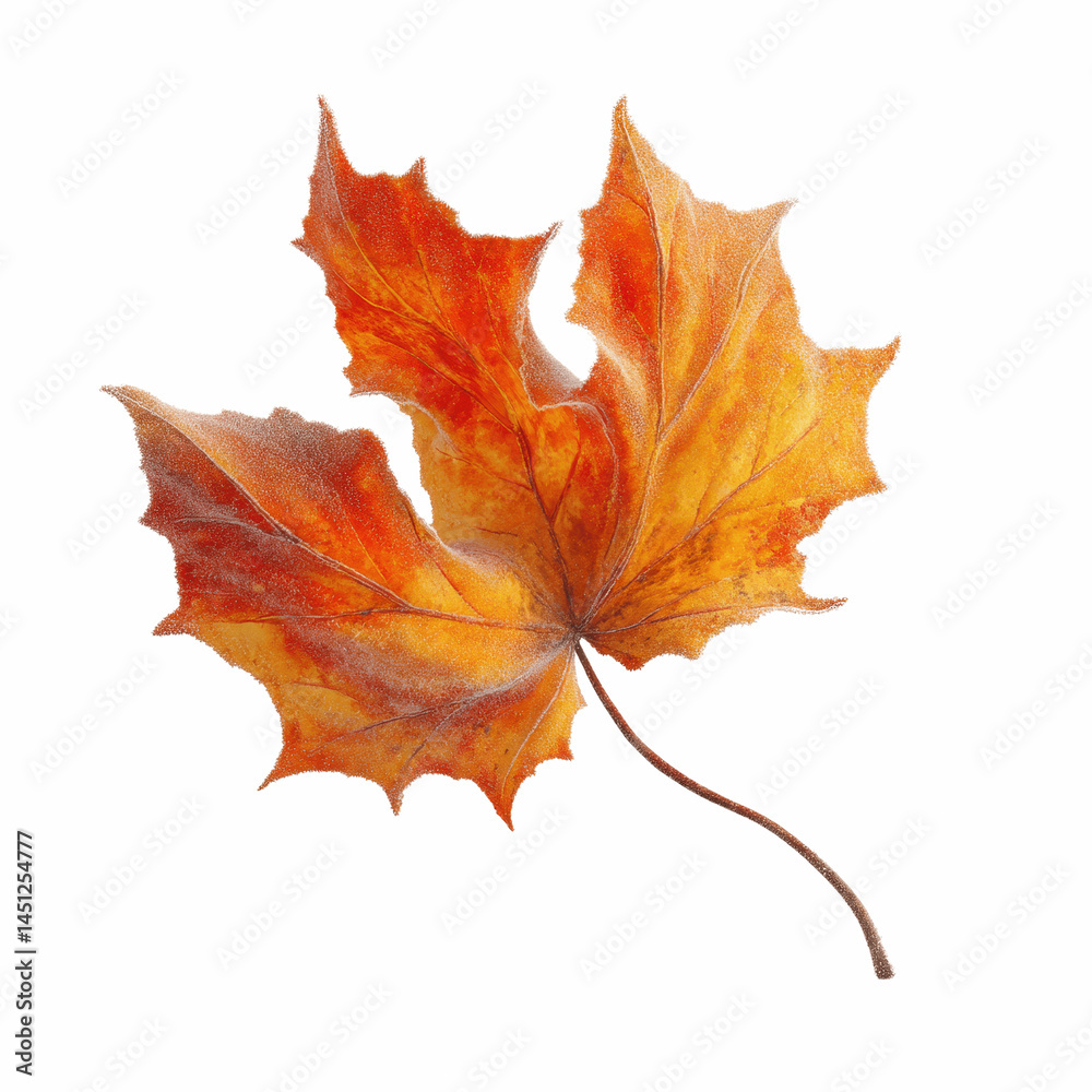 Obraz premium Frosted Autumn Maple Leaf on Vibrant Pink Transparent background