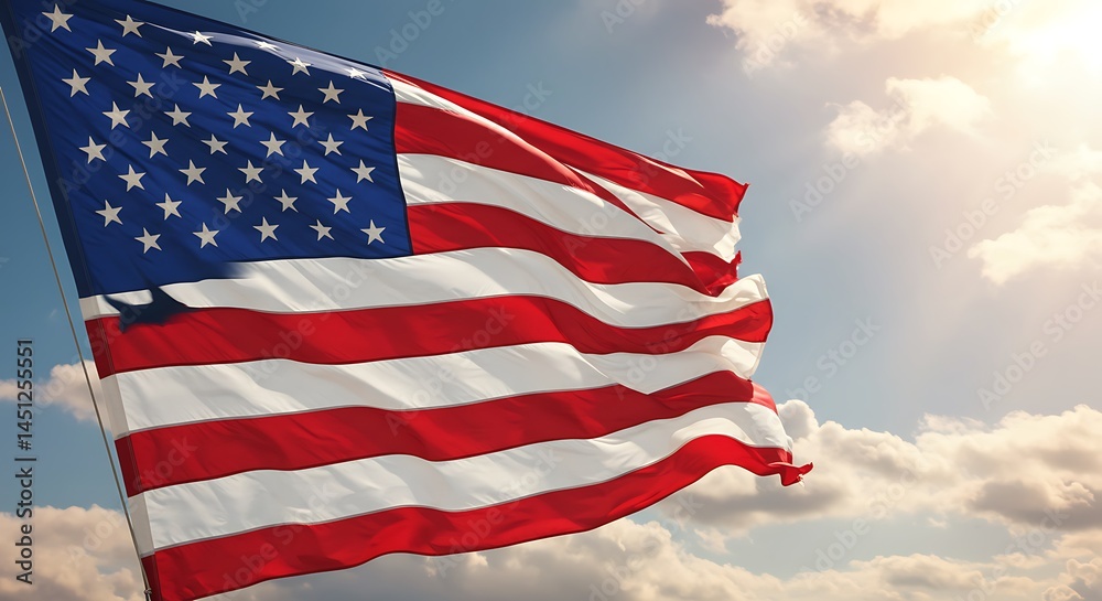 Fototapeta premium Sunlit Stripes and Stars AI Generated