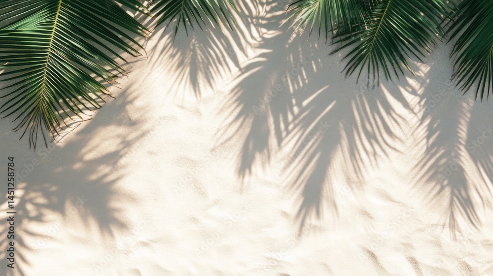 Obraz premium Palm Leaf Shadows on Sandy Beach