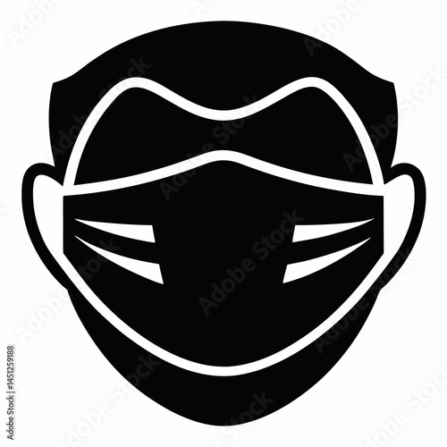Medical mask black vector on white background.