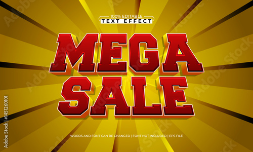 mega sale editable text effect with a discount and sale text style