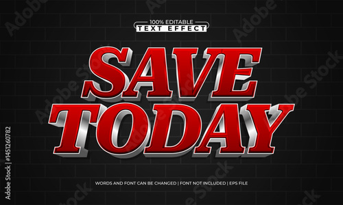save today editable text effect with a discount and sale text style