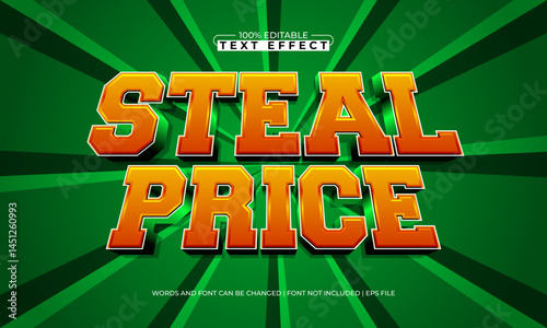 steal price editable text effect with a discount and sale text style