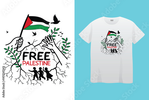 Palestine design vector, Save Palestine illustration for banner, t-shirt, poster, sticker, badges, social media design. Hand-Drawn Lettering Phrase, Calligraphy Graphic Typography.