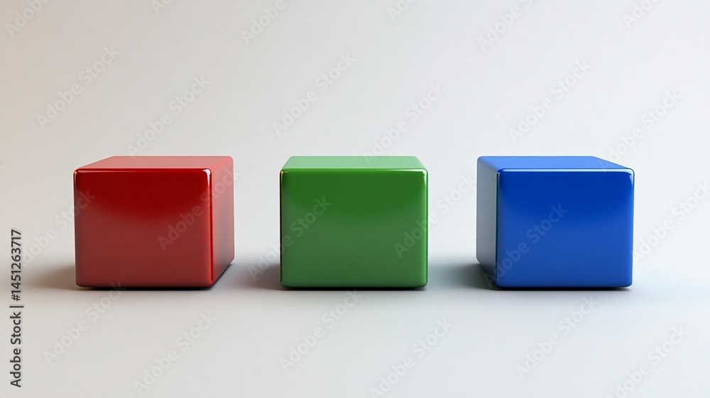 Three Dimensional Colorful Cubes on Neutral Background Three Dimensional Colorful Cubes on Neutral Background